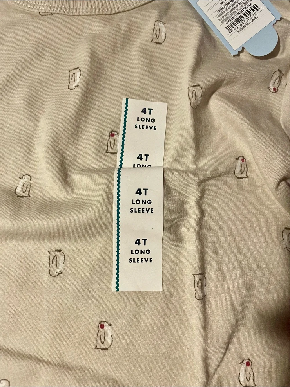 Cat & Jack Target Khaki Penguin Pajama Long Sleeve Top Shirt NWT Size 4T Kids